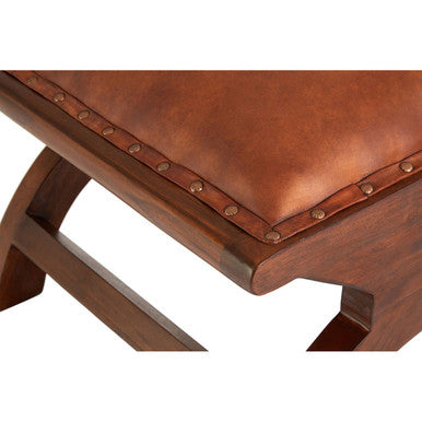 Inca Brown Leather Lounge Chair with Footstool