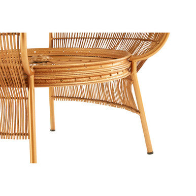 Clear Glass Top Table with Gold Finish Bamboo and Iron Frame, Mantis