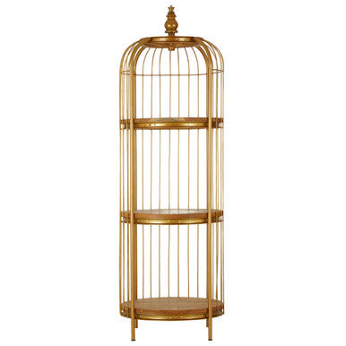 Mantis Medium Gold Finish Birdcage Shelf Unit