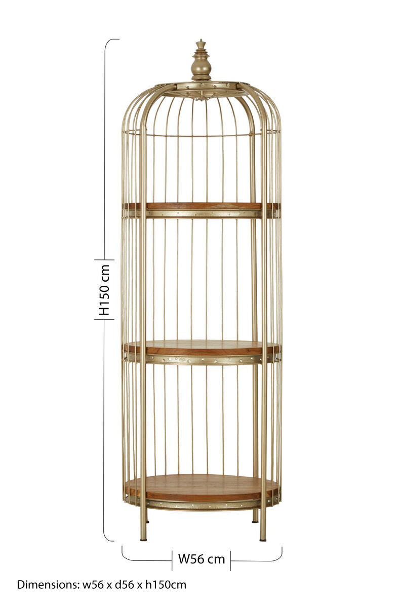 Mantis 3 Tier Champagne Gold Birdcage Shelf Unit