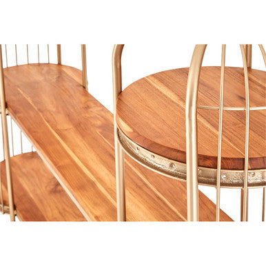 Mantis Champagne Gold Finish Birdcage Shelf Unit