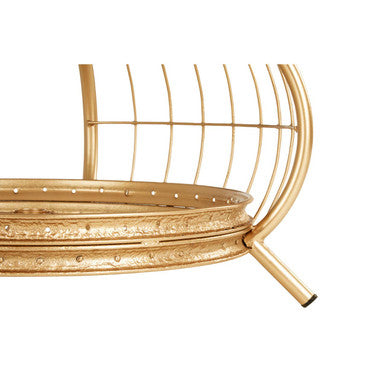Clear Glass Top Coffee Table with Champagne Gold Finish Bamboo and Iron Frame, Mantis