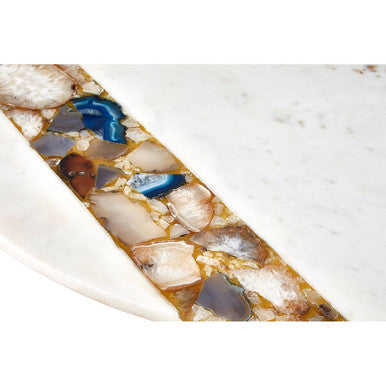 Vizzini White Marble and Agate Round Coffee Table