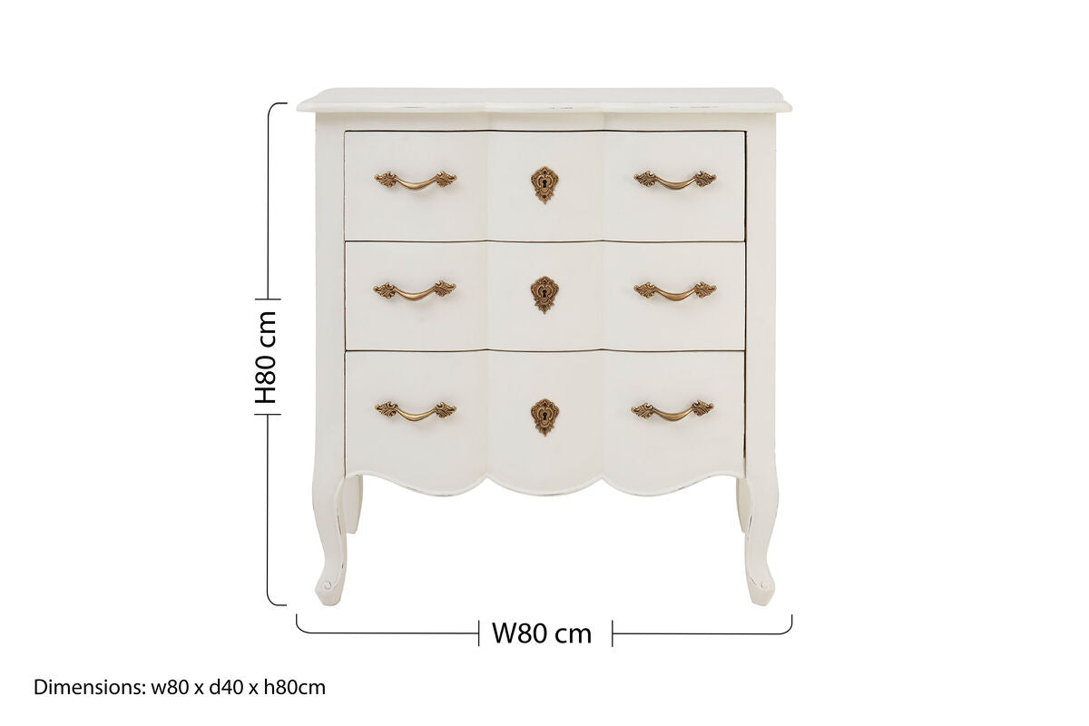 Loire 3 Drawer White Chest