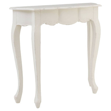 White Bayur Wood Console Table with Rustic Weathered Detail, Loire