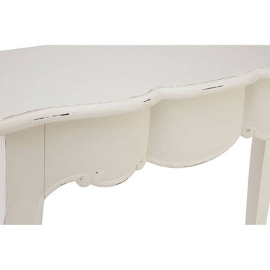 White Bayur Wood Console Table with Rustic Weathered Detail, Loire