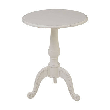 Loire White Wooden Round Pedestal Side Table