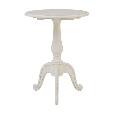 Loire White Wooden Round Pedestal Side Table