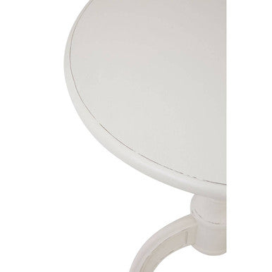 Loire White Wooden Round Pedestal Side Table
