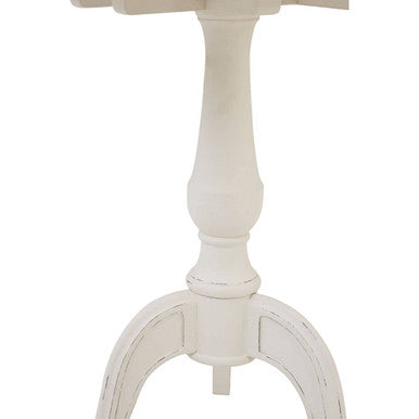 Loire White Wooden Round Pedestal Side Table