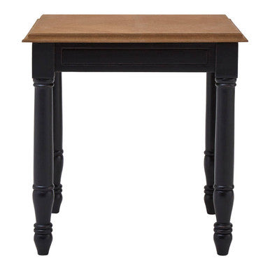 Natural Bayur Wood Top Side Table with Black Carved Detail, Loire