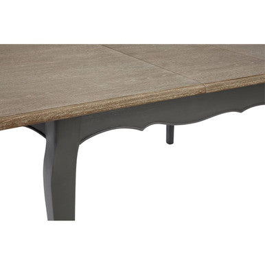 Dark Grey Bayur Wood Dining Table with Natural Wood Top, Loire