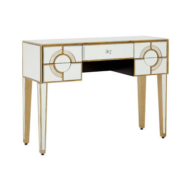 Mirrored Glass Console Table with Five Drawers and Crystal Style Knobs, Knightsbridge