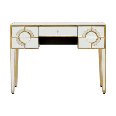 Mirrored Glass Console Table with Five Drawers and Crystal Style Knobs, Knightsbridge