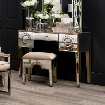 Mirrored Glass Console Table with Five Drawers and Crystal Style Knobs, Knightsbridge
