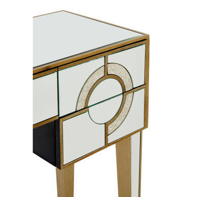 Mirrored Glass Console Table with Five Drawers and Crystal Style Knobs, Knightsbridge