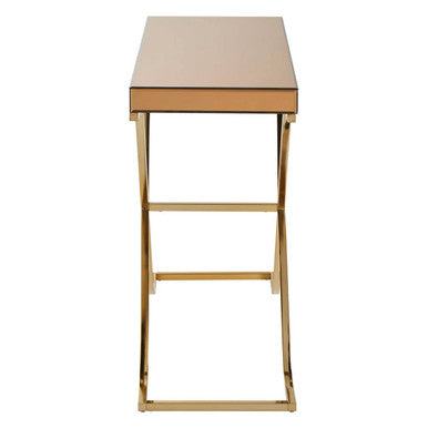 Brown Glass Top Console Table with Gold Iron Frame, Kensington Townhouse