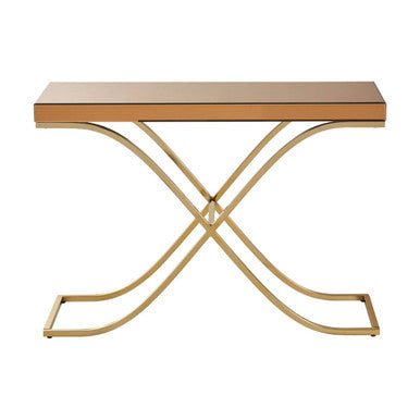 Brown Glass Top Console Table with Gold Iron Frame, Kensington Townhouse