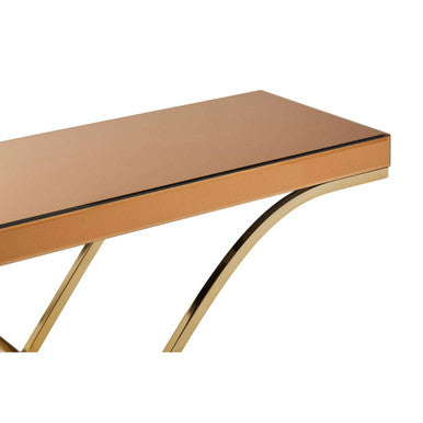 Brown Glass Top Console Table with Gold Iron Frame, Kensington Townhouse