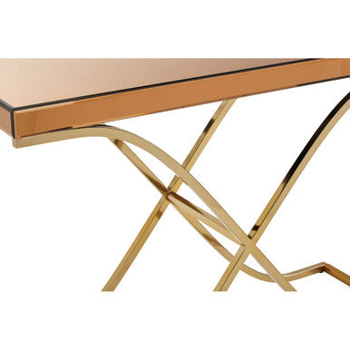 Brown Glass Top Console Table with Gold Iron Frame, Kensington Townhouse