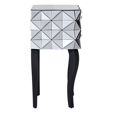 Soho Smoked Faceted Mirror 2 Drawer Bedside Table