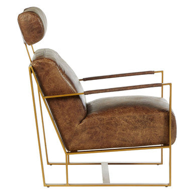 Hoxton Brown Leather Lounge Chair with Headrest