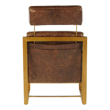 Hoxton Brown Leather Lounge Chair with Headrest