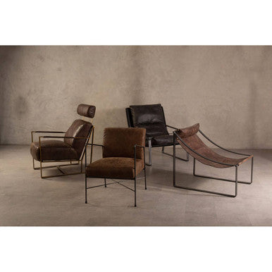 Hoxton Brown Leather Lounge Chair with Headrest