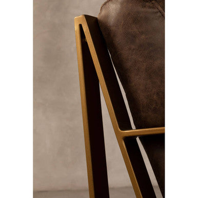 Hoxton Brown Leather Lounge Chair with Headrest