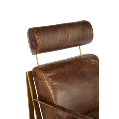 Hoxton Brown Leather Lounge Chair with Headrest