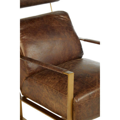 Hoxton Brown Leather Lounge Chair with Headrest