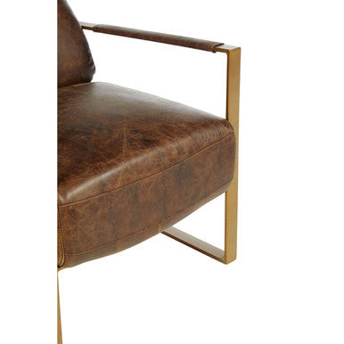 Hoxton Brown Leather Lounge Chair with Headrest