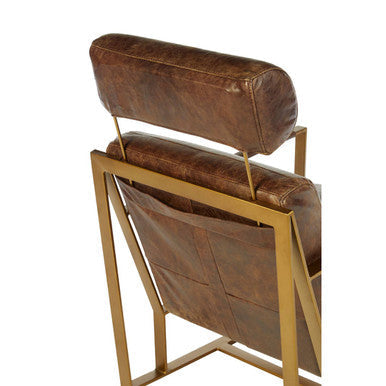 Hoxton Brown Leather Lounge Chair with Headrest