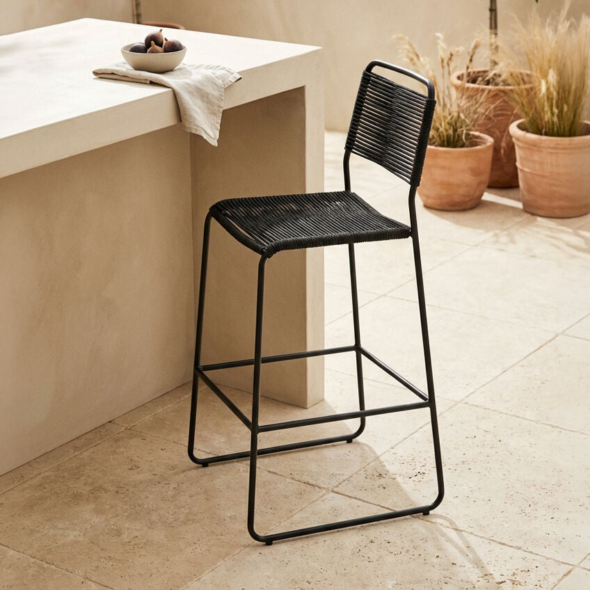 Sisal Black Rope Bar Chair