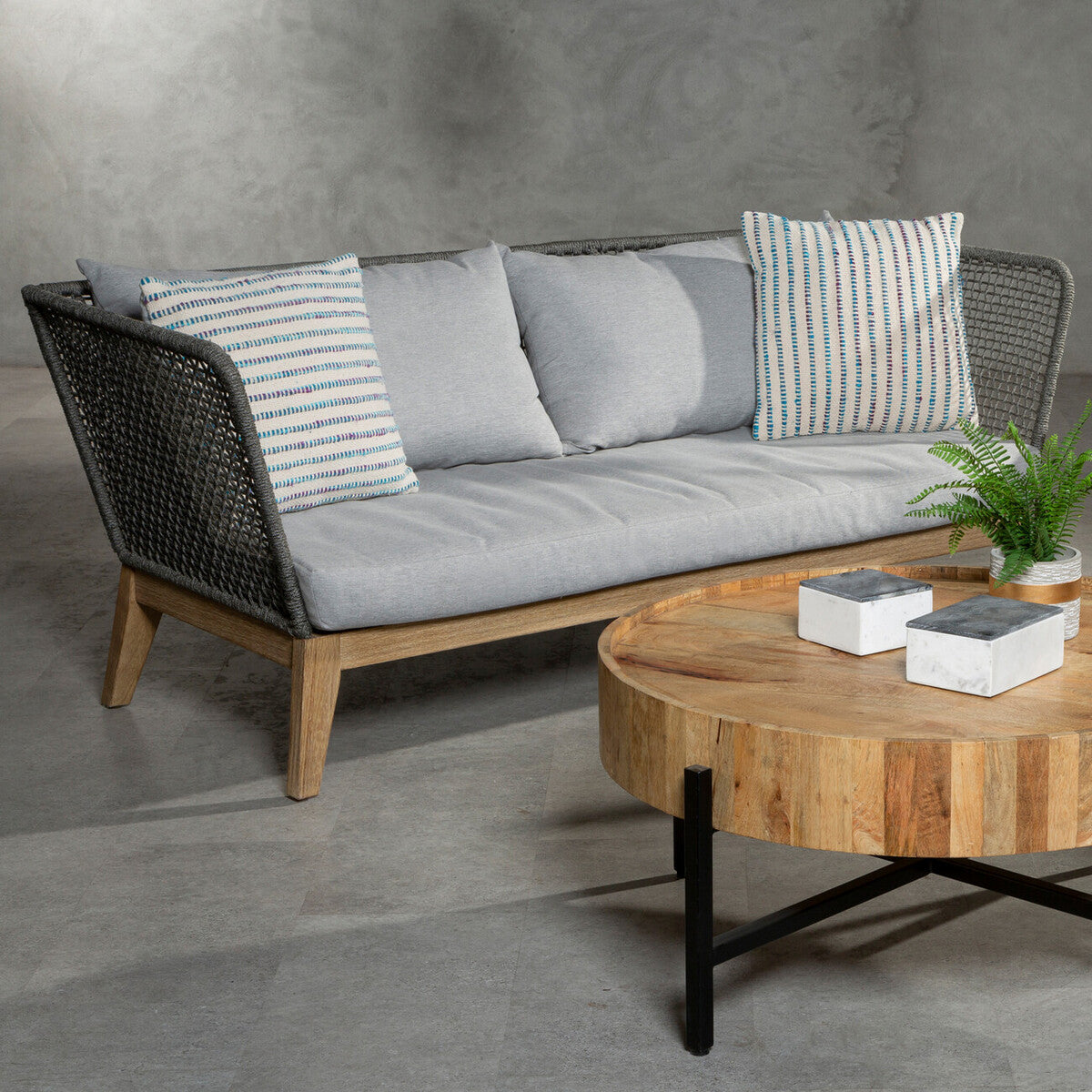 3 Seater Grey Sofa with Wooden Legs, Opus