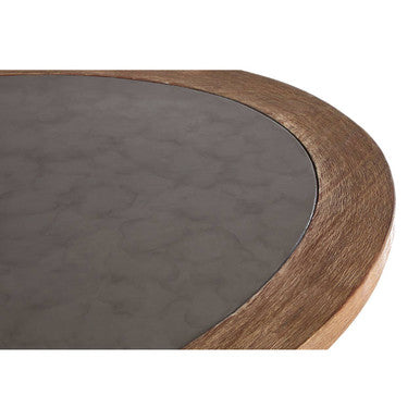 Grey Stone and Natural Wood Top Coffee Table with Rope Base, Opus