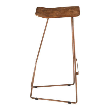 Nandri Acacia Wood and Antique Copper Finish Bar Stool