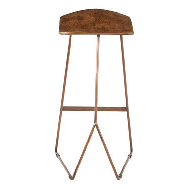 Nandri Acacia Wood and Antique Copper Finish Bar Stool