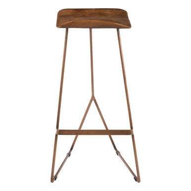 Nandri Acacia Wood and Antique Copper Finish Bar Stool