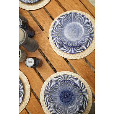 Brown Slatted Teak Wood Dining Table with Nickel Finish Hairpin Legs, Nandri
