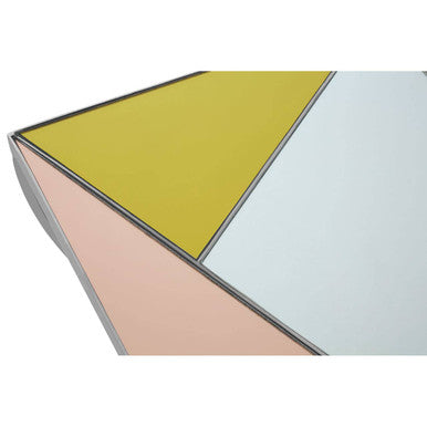 Pastel Mirror Top Square Side Table with Silver Finish Stainless Steel Frame, Arbus