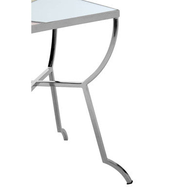 Pastel Mirror Top Square Side Table with Silver Finish Stainless Steel Frame, Arbus
