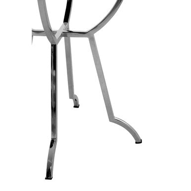 Pastel Mirror Top Round Side Table with Silver Finish Stainless Steel Frame, Arbus