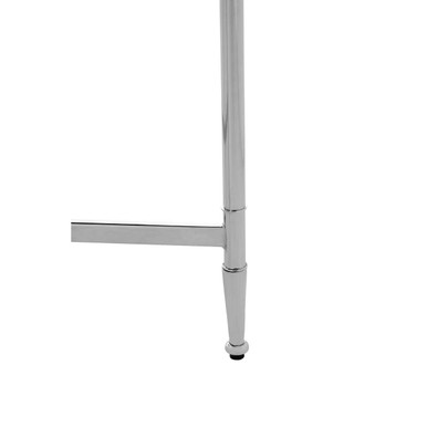Round Mirrored Glass Top Side Table with Silver Finish Metal Frame, Zach