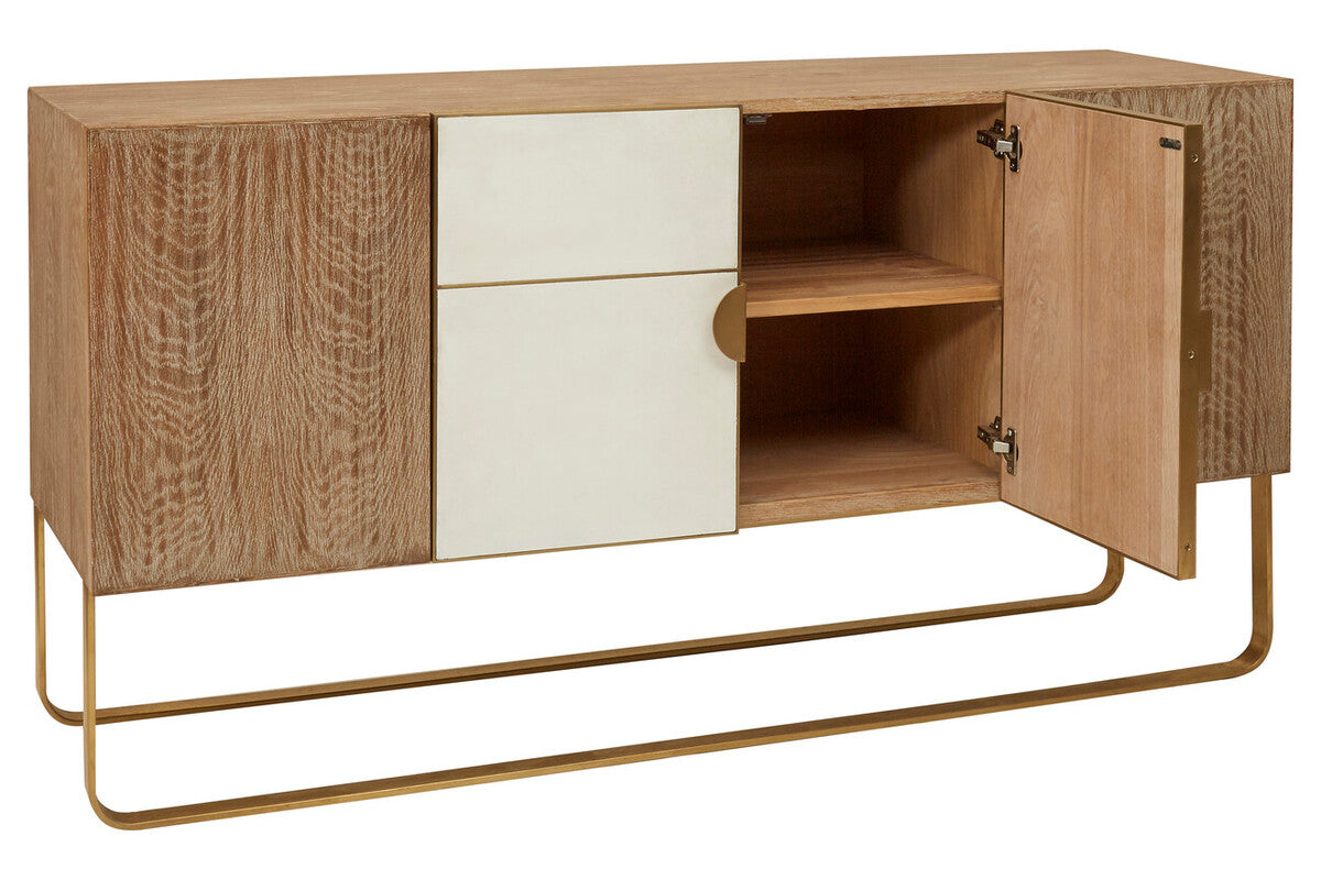 Modica White and Oak Wood Sideboard