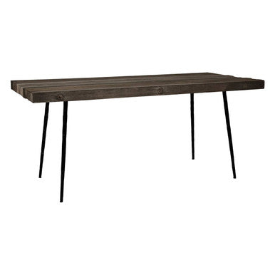 Rustic Oak Rectangular Dining Table with Black Finish Iron Legs, Mason