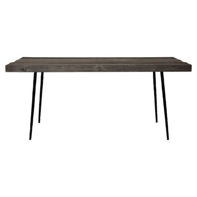 Rustic Oak Rectangular Dining Table with Black Finish Iron Legs, Mason