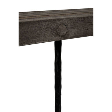 Rustic Oak Rectangular Dining Table with Black Finish Iron Legs, Mason
