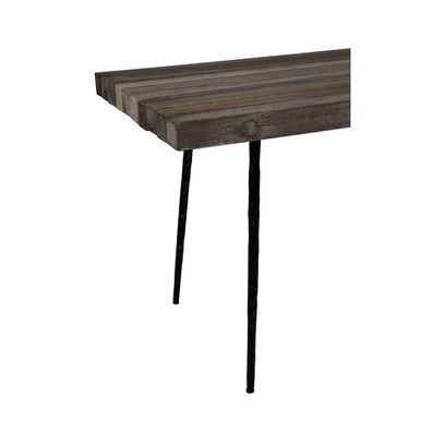 Rustic Oak Rectangular Dining Table with Black Finish Iron Legs, Mason