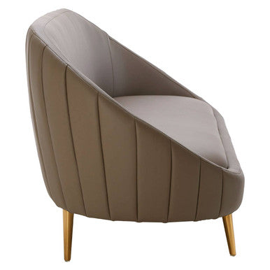 Brown Leather Effect Sofa, Lagero